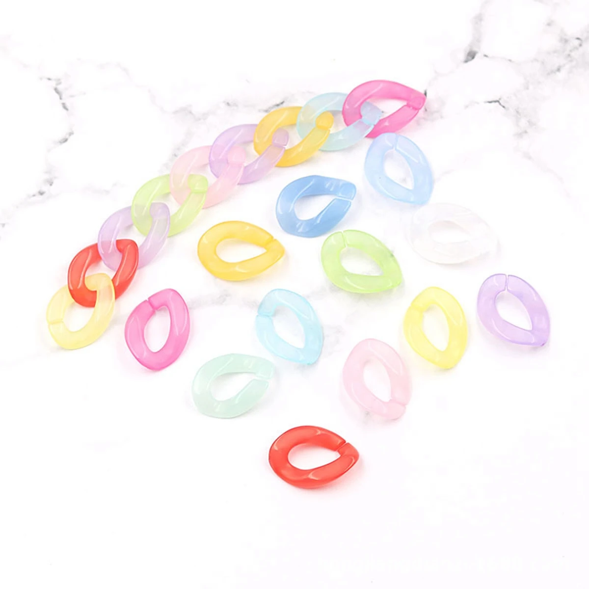 100 Mixed Jelly Color Acrylic Flat Twist Oval Linking Rings Open Chain Beads 23X17mm Connector link Chain