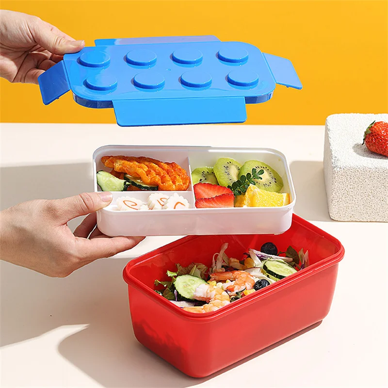 Creative Sealed Lunch Box Color Building Blocks Bento Box For Children\'s Student Portable Outdoor Picnic Fruit Salad Box