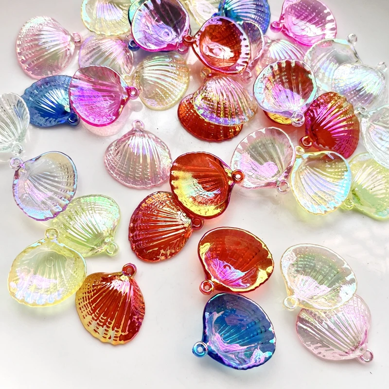 10pcs mix acrylic 3D shell beads, multi-color high-quality beads, DIY necklaces, bracelets, pendants, jewelry making accessories