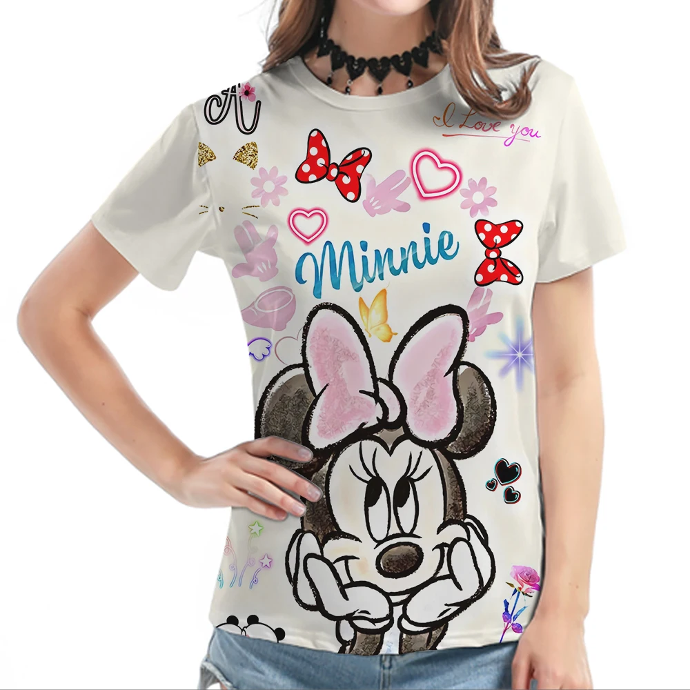 Disney Mickey Mouse Print Summer T Shirts for Women Oversize T-shirt O-Neck Clothes Casual Top Graphic T Shirts Short Sleeve