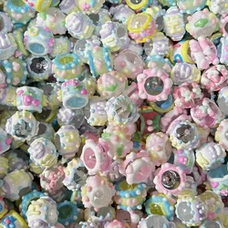 10Pcs 16mm Acrylic Hand Painted Loose Beads Cartoon Cute Spacer Beaded For Jewelry Making DIY Phone Chain Necklace Bracelet