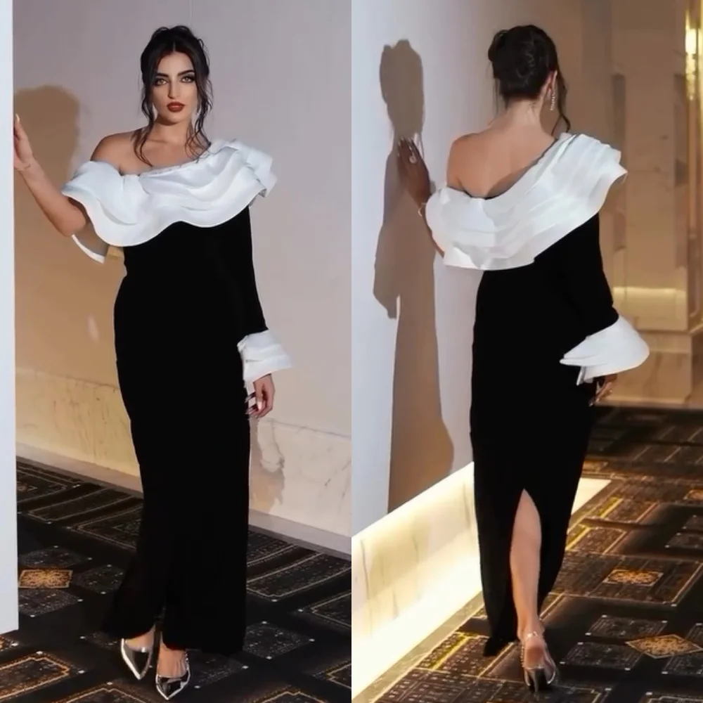 

Customized Fashion Formal Pleat Ruched Straight Off-the-shoulder Long Dresses Bespoke Occasion Dresses Modern Style Casual