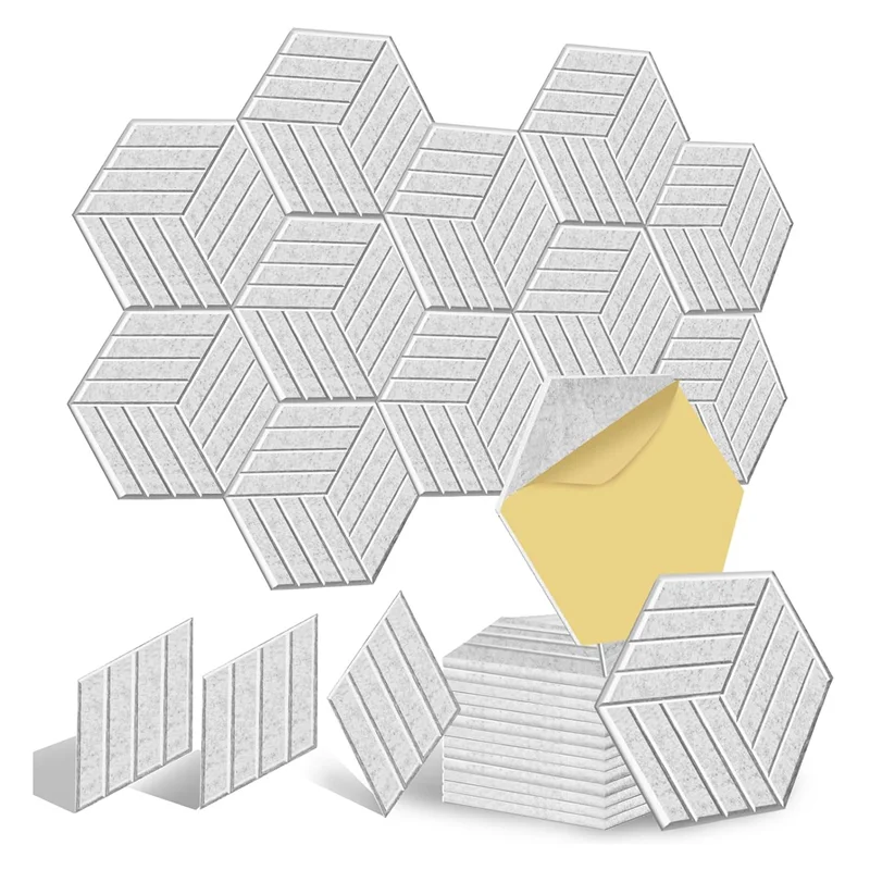 

RTENTE-12 Pack Self Adhesive Acoustic Panels Soundproof Wall Panels,Sound Proof Foam Panels For Noise Absorbing Silver Gray Easy