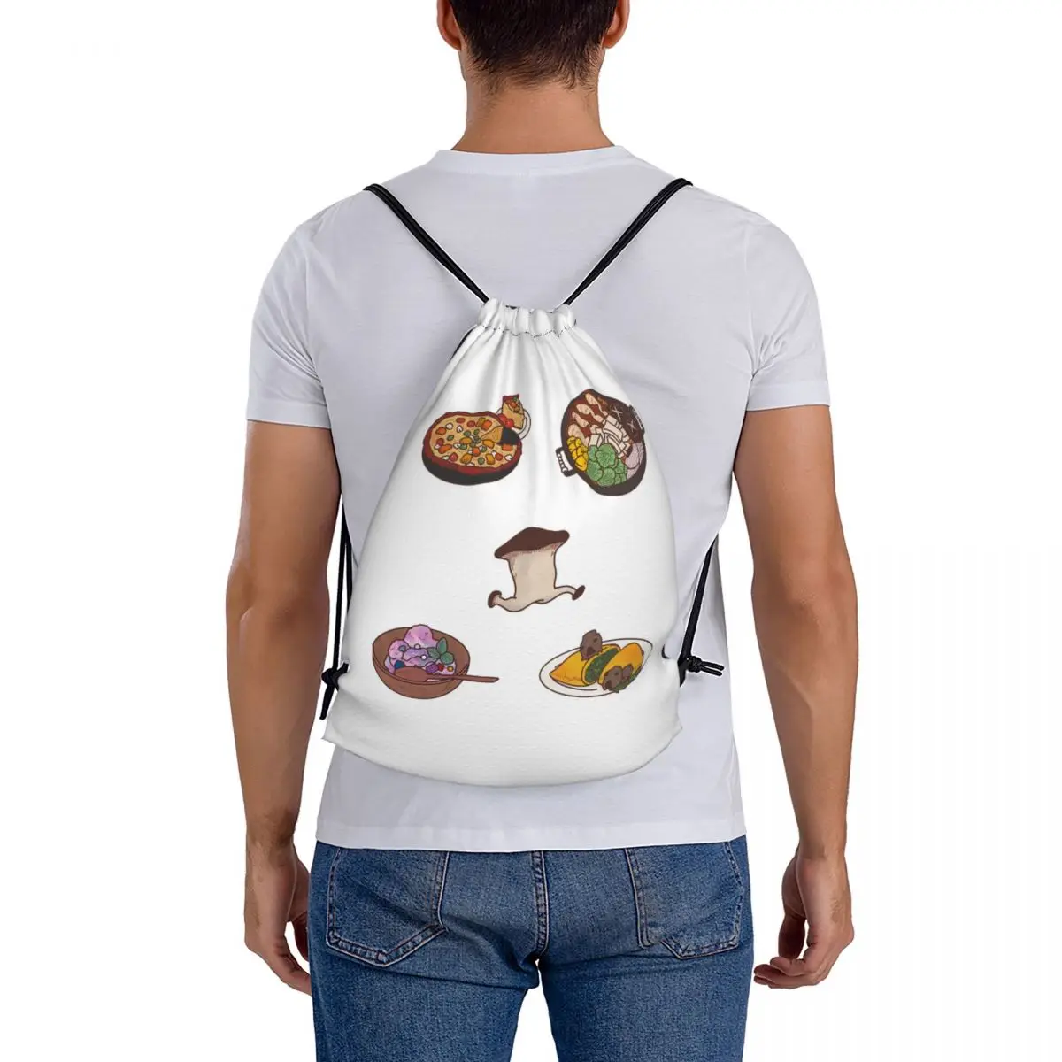 Dungeon Meshi Food Buffet Sticker Pack Backpacks Portable Drawstring Bags Shoes Bag Book Bags for Man Woman Students
