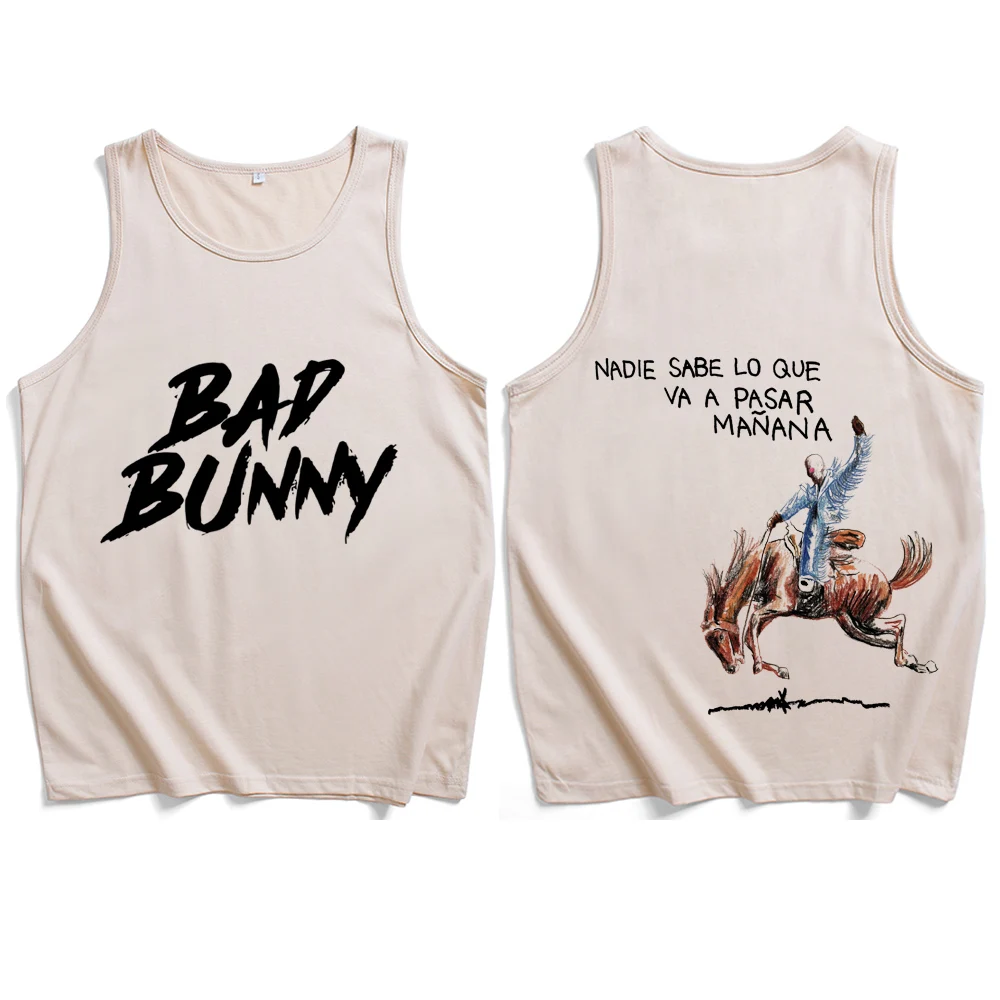 Nadie Sabe Lo Que Va A Pasar Manana Bad Bunny 2024 Tank Tops Vest T-Shirt Unisex T-shirt Sleeveless Summer Casual Regular