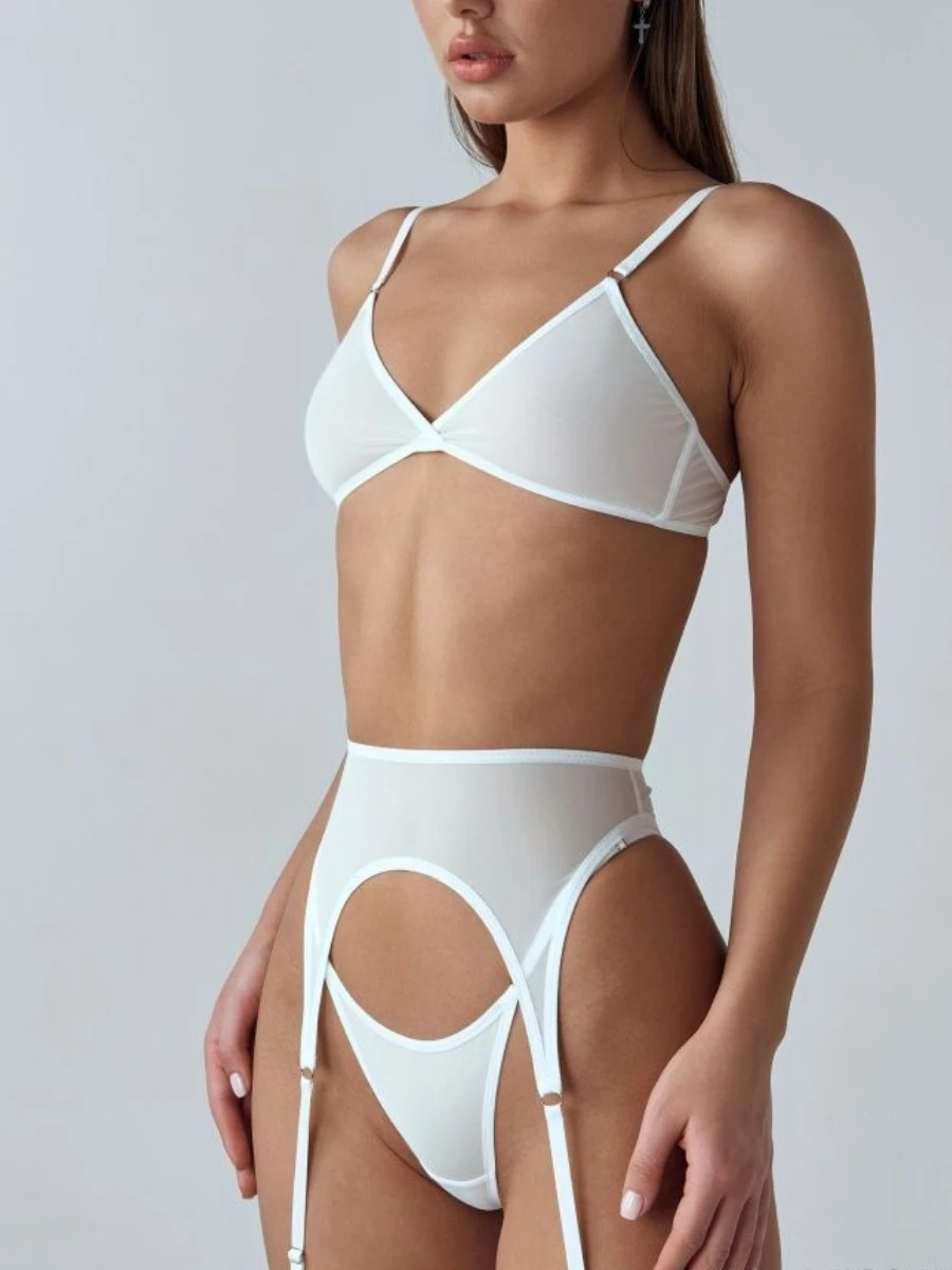 مثير رقيقة جدا البولكا نقطة الملابس الداخلية 5 قطع مجموعات شبكة شفافة حمالات الصدر وسيور الدعاوى مع القوس الساق حلقة المثيرة الحميمة مجموعة