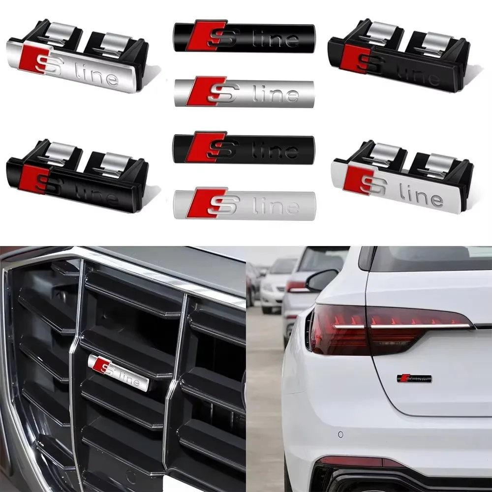 Car Front Grille Decoration S Line Badge Body Sticker Accessories For Audi Sline A4 B8 8P A3 A5 A6 C7 Q5 B9 C6 Q7 Q3 S3 S4