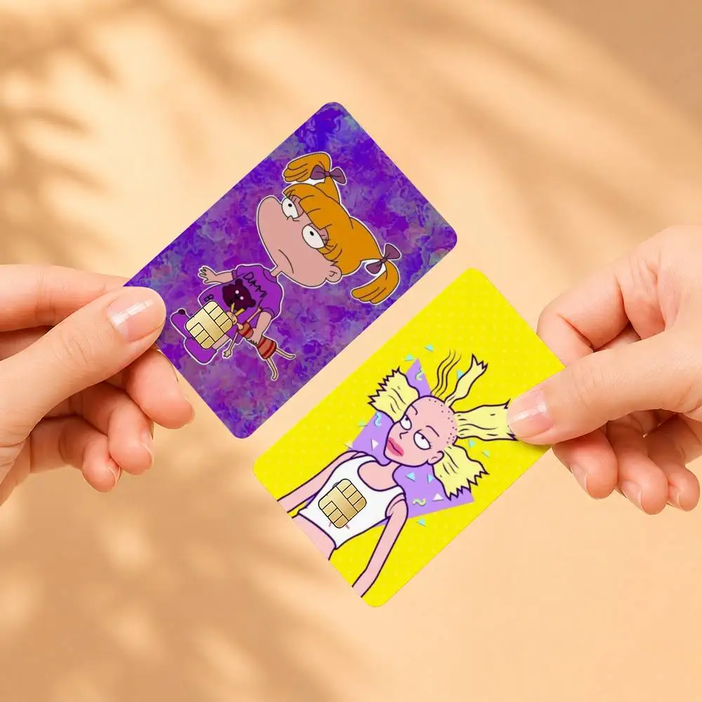 A-Angelica Pickles Rugrats Cartoon HD Waterproof Card Skins Protective Stickers for Credit Bank Game Cards