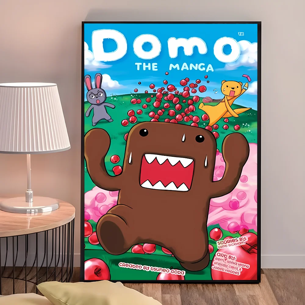 Cute Domo Kun Poster Self-adhesive Art Waterproof Paper Sticker Coffee House Bar Room Wall Decor