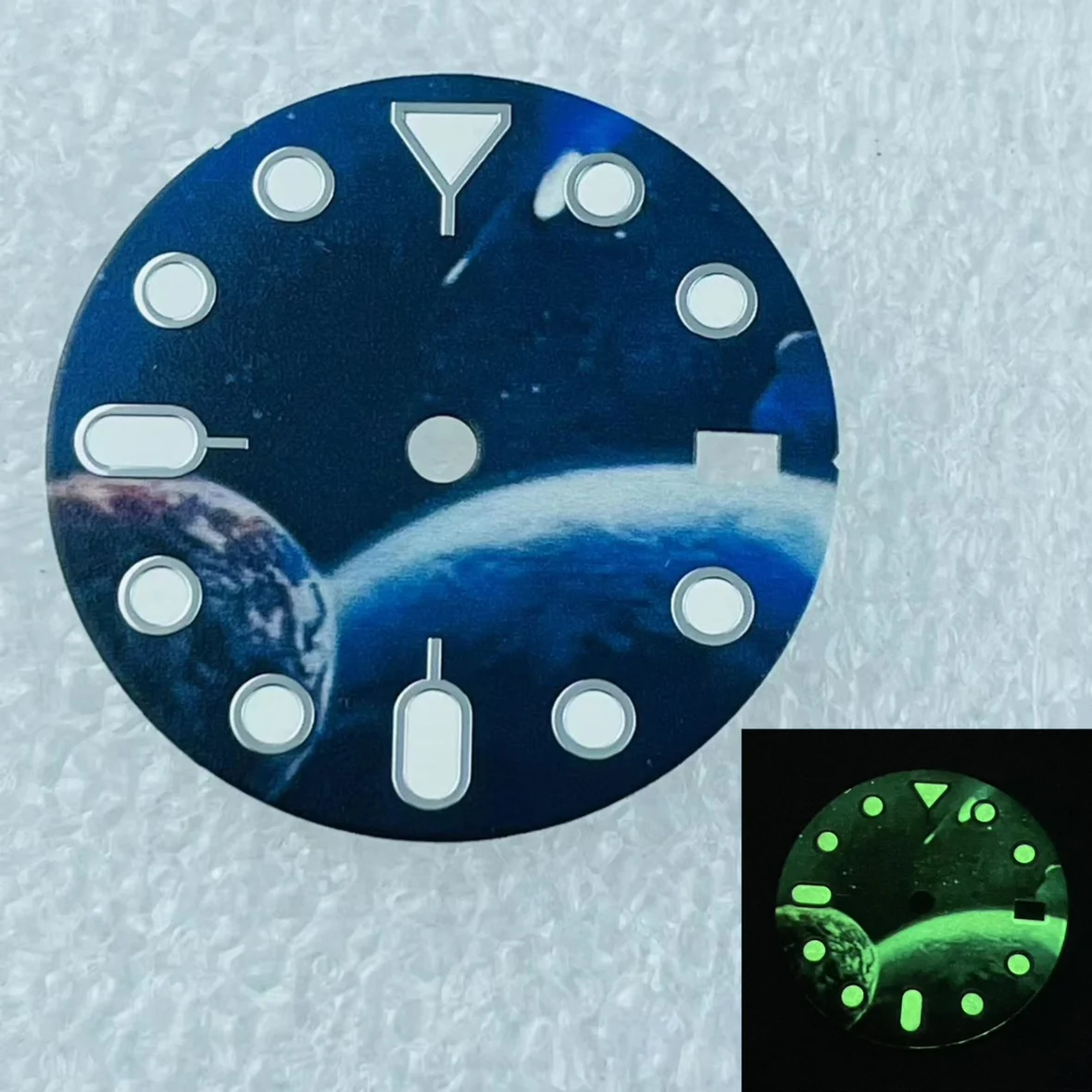 NH35 Dial 28.5mm  Starry Sky Moon Surface Mechanical Watch NH34 Space Luminous Surface Watch Accessories Green Luminous