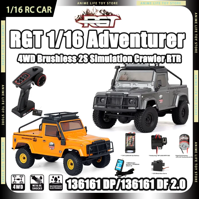 

Радиоуправляемая машина RGT Adventure 2026 1/16, модель 136161 Pro, бесщеточный полноприводный внедорожный краулер, электрическая модель для скалолазания, 2S 1100 мАч