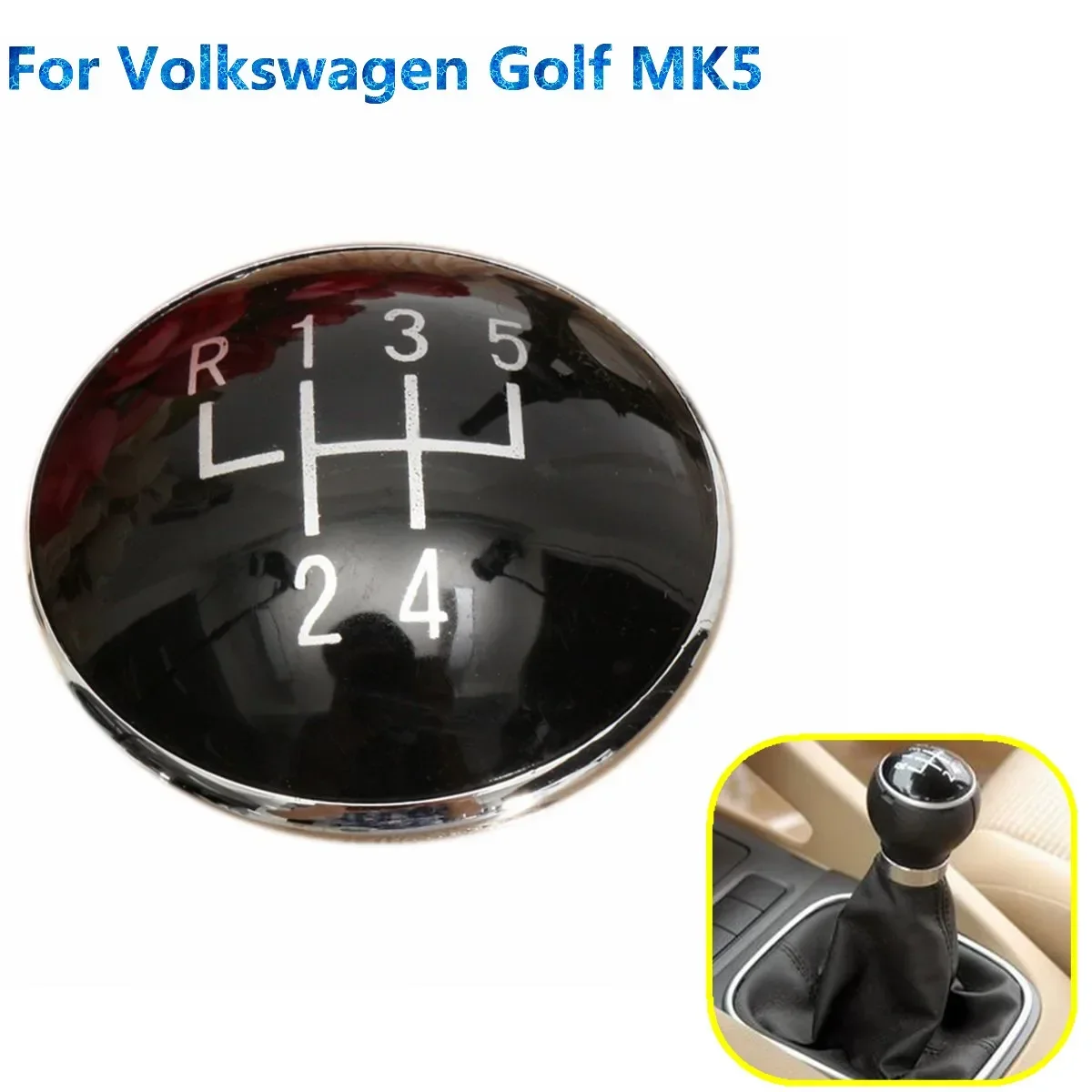 5 Speed Black Gear Knob Emblem Badge Cap Fit For Volkswagen Golf V MK5 2003-2009