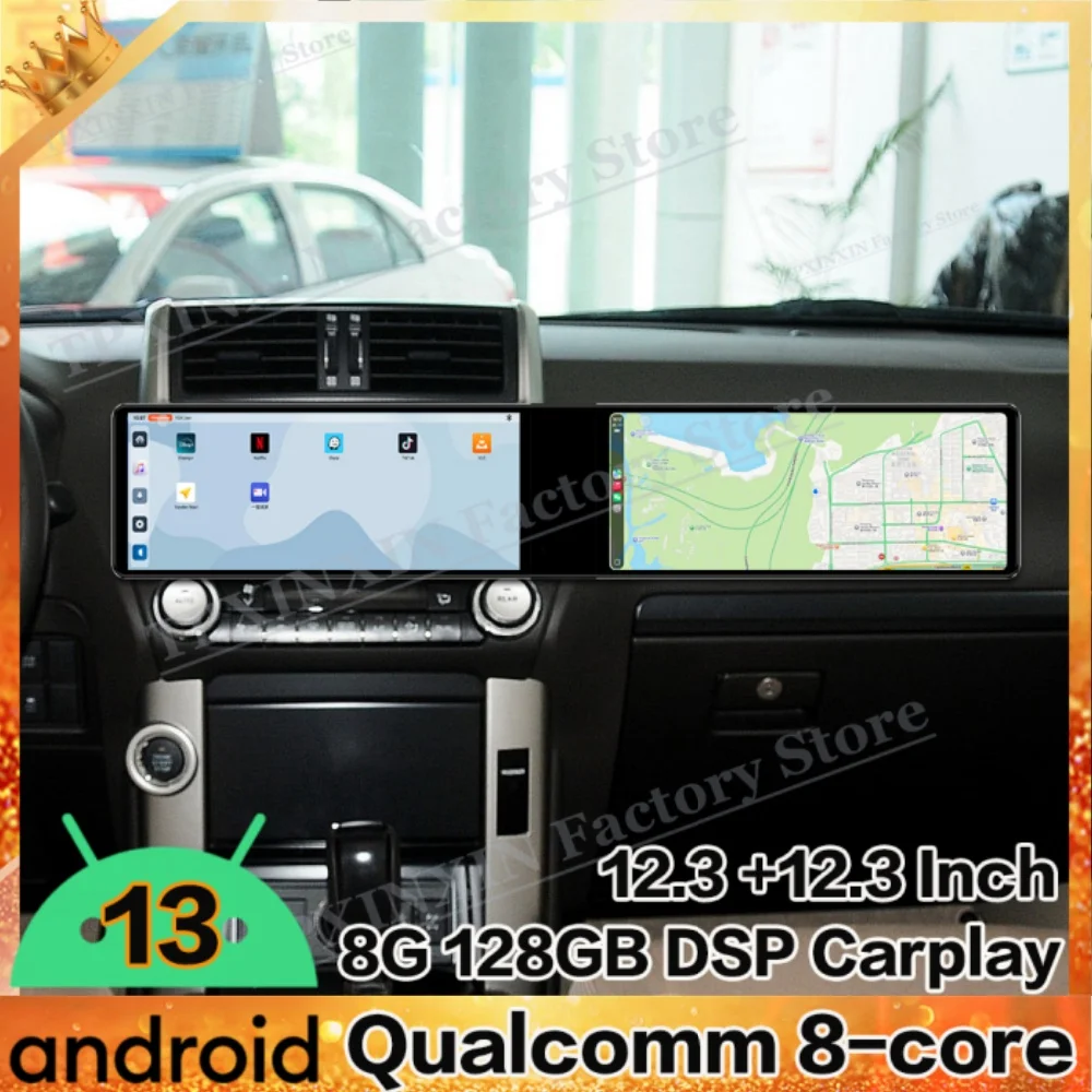 

Dual Screen Interaction Android Auto For Toyota Prado 2010~2020 Multimedia GPS Navigation Car Radio Stereo Receiver Head Unit