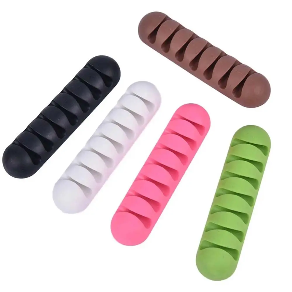 Desktop Management Silicone Cable Clip Cord Holder Phone Line Headphone Cable Clamp 7 Holes USB Cable Organizer Wire Winder