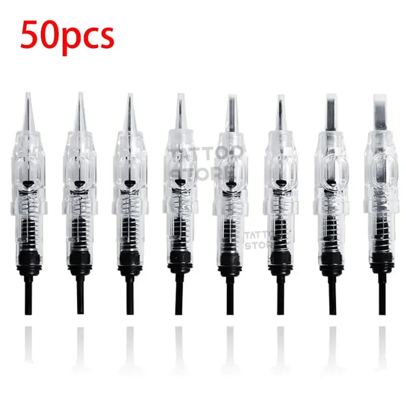 50pcs Disposable Easy Click Tattoo Needle Permanent Makeup Cartridge Needles for Eyebrow Lip Tattoo Agulha Microblading Blades