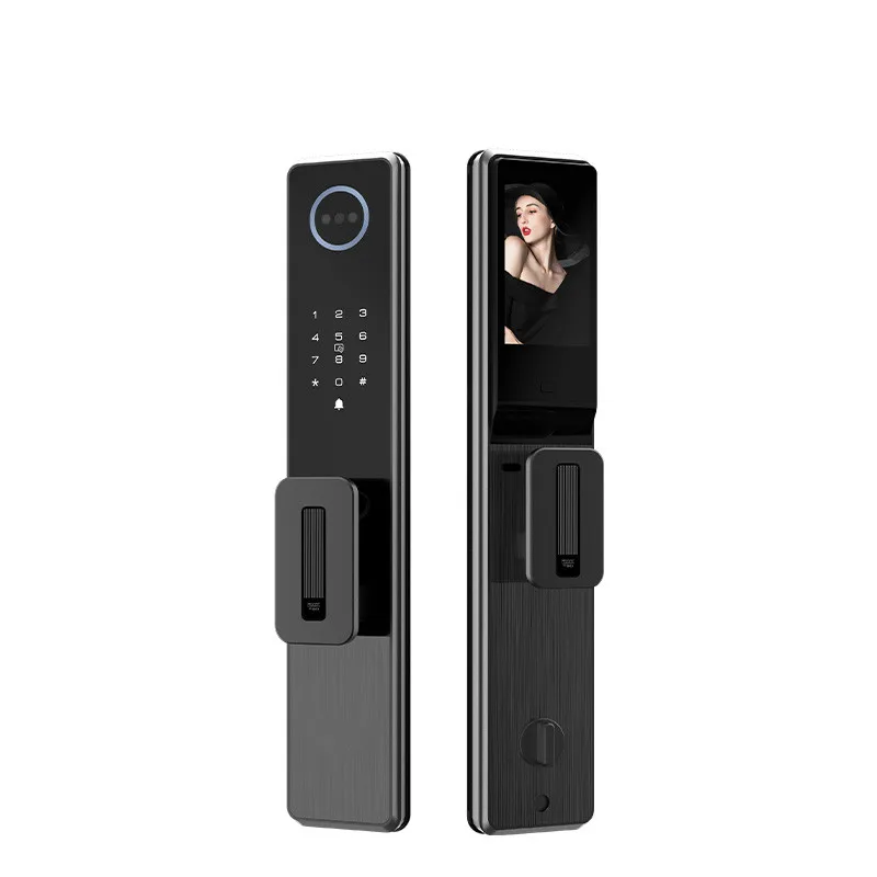 zc02 Home Smart 3D Face Recognition Video Door Lock WiFi Wood Door App Electronic Zinc Alloy Material Lock Memory Card