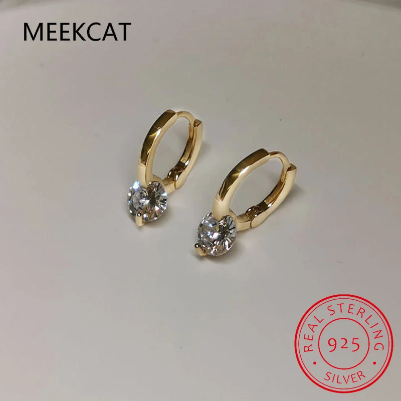 Solitaire 1 Karat D Moissanit Ohrringe für Frauen 2023 Diamant 925 Sterling Silber Creolen Tropfen Ohrringe Mädchen 14 Karat vergoldet