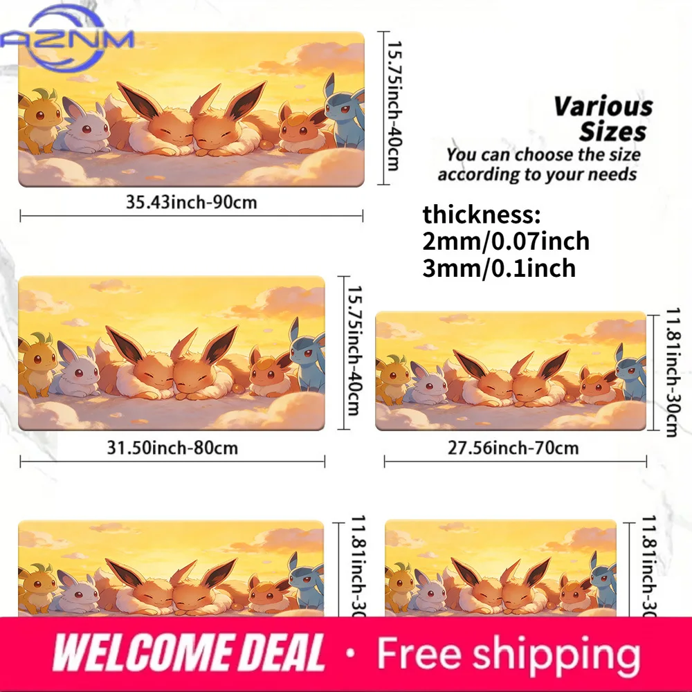 

Sleepy Eeveelutions Sunset TCG Playmat Non-Slip Washable Mat