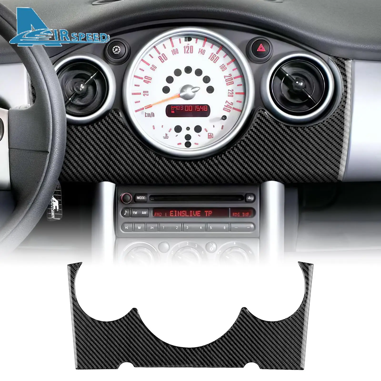 

For Mini Cooper Hatch One R50 R53 2001-2006 Carbon Fiber Speedometer Frame Center Instrument Trim Sticker Interior Accessories