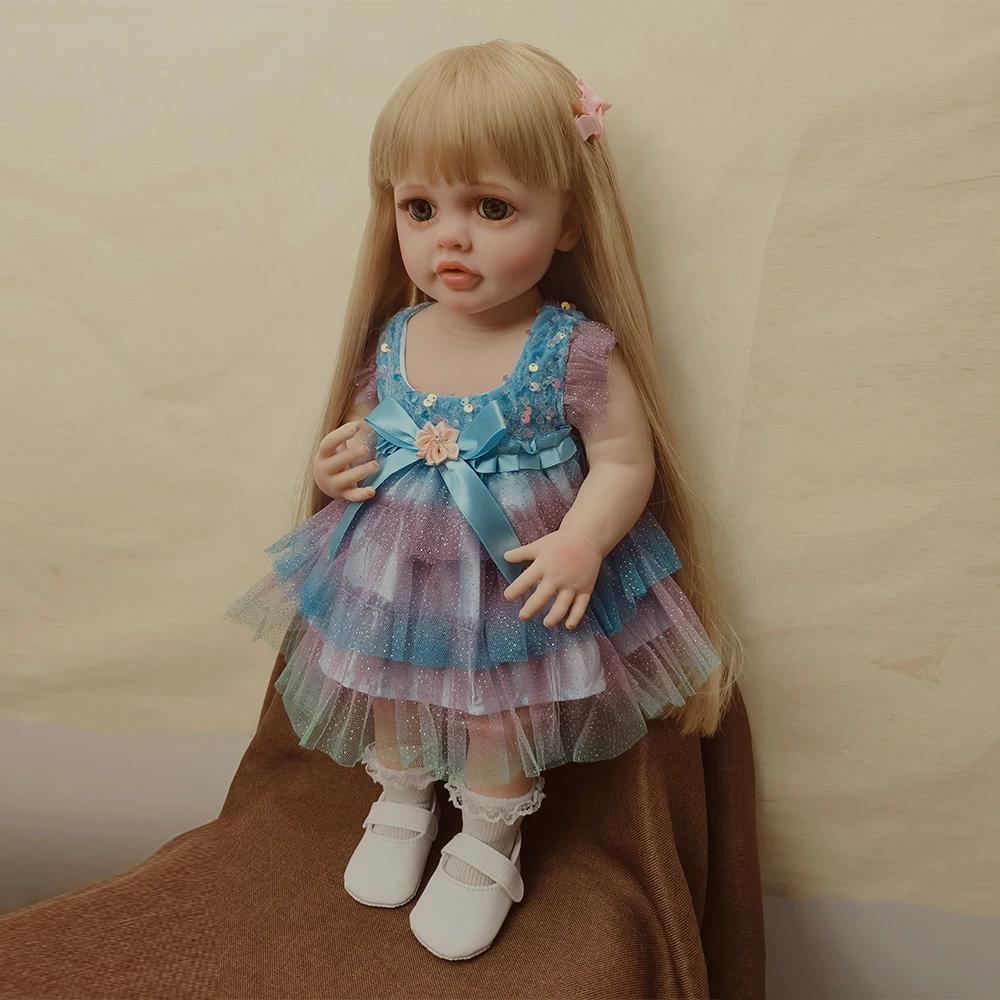 Reborn Baby Doll Betty 55CM 22Inch Full Silicone Vinyl Lifelike Girl Cute Princess Toddler Bebe Birthday Christmas Gift