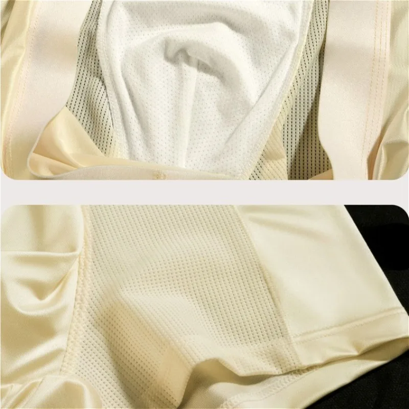 الرجال الحرير الجليد الملاكمين السراويل الصيف الساتان مثل الصلبة السروال بارد الجلد ودية تنفس شبكة المنشعب الذكور الملابس الداخلية SHорты