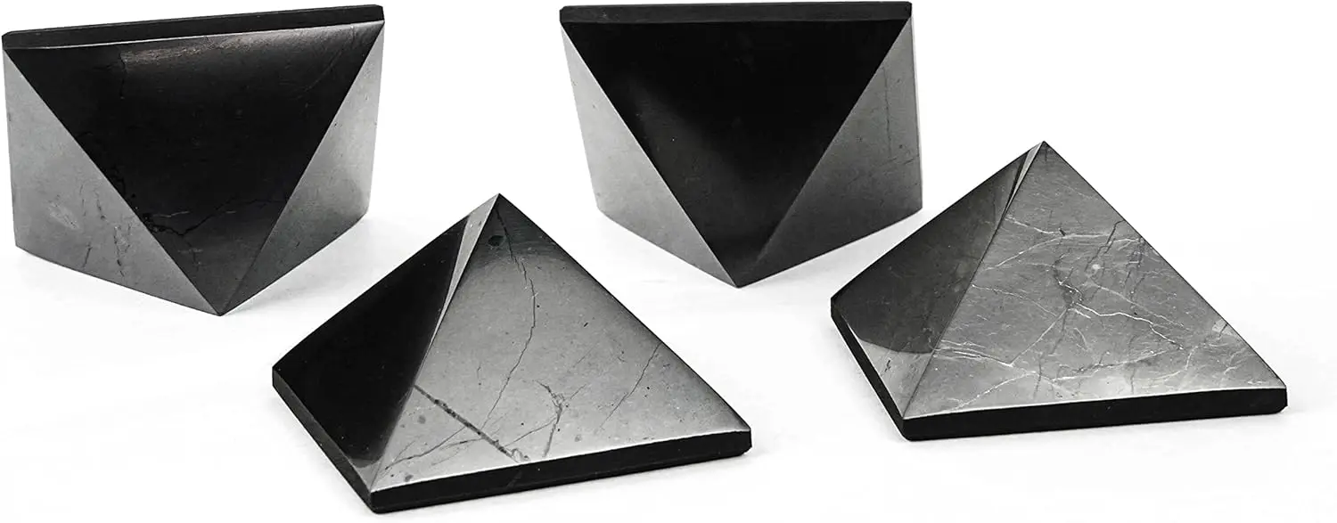 

Набор из 4 черных полированных шунгитовых пирамид (2 дюйма) для защиты дома, медитации и исцеления чакр