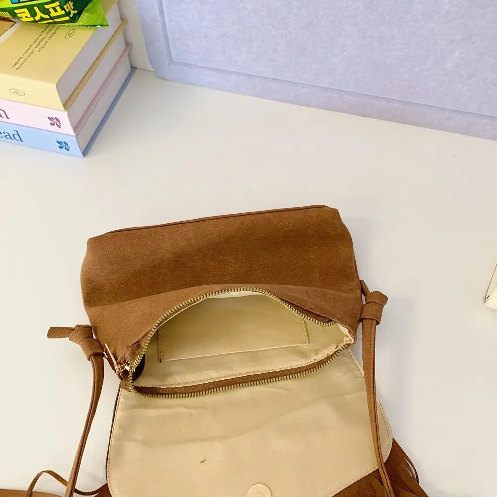 Корейская стильная сумка через плечо с кисточками, винтажная большая вместительная замшевая сумка через плечо из искусственной кожи, сумка в богемном стиле в этническом стиле для девочек