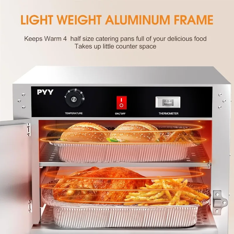 Commercial Hot Box Food Warmer Cabinet - Portable 4-Tier Insulated Warming Cabinets Food Pan Carrier with Water Tray