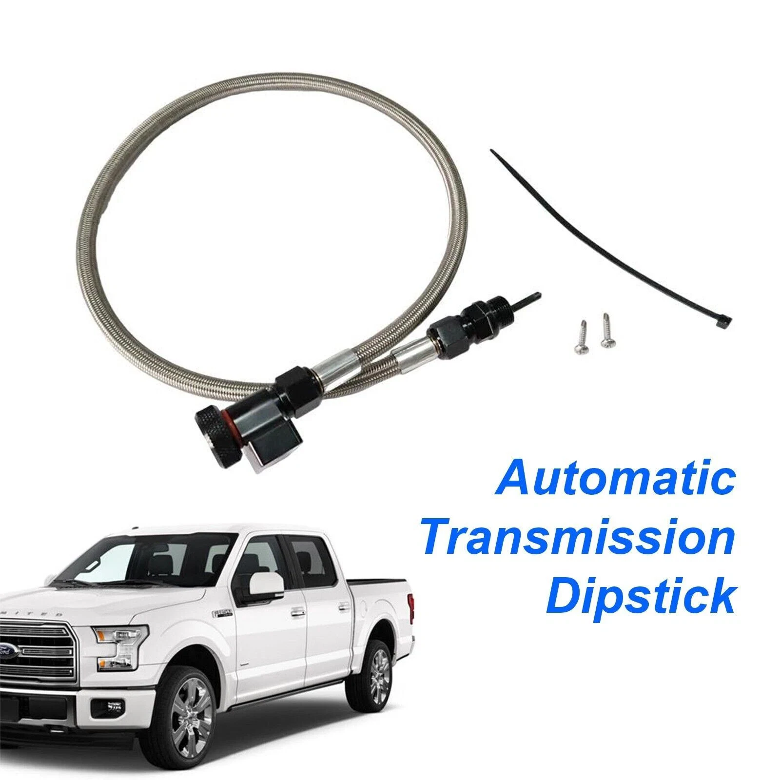 

22200 Transmission Dipstick Tube Tool Aluminum Braided Automatic Transmission Locking Dipstick for Ford F-150 10R80 6R80 4R75E