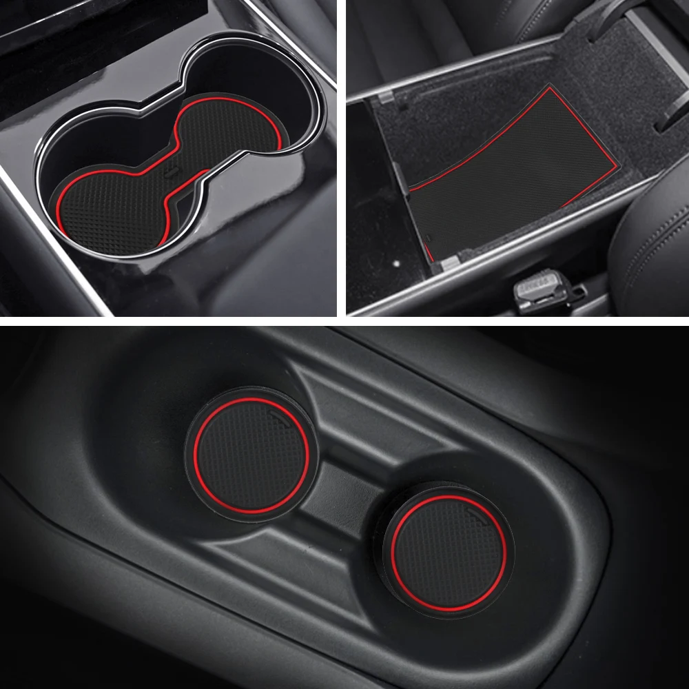 Auto Interior Accessories Gate Slot Center Protective Cup Holder Pads Car Console Wrap Mat Anti Slip Mat For Tesla Model 3 view 6
