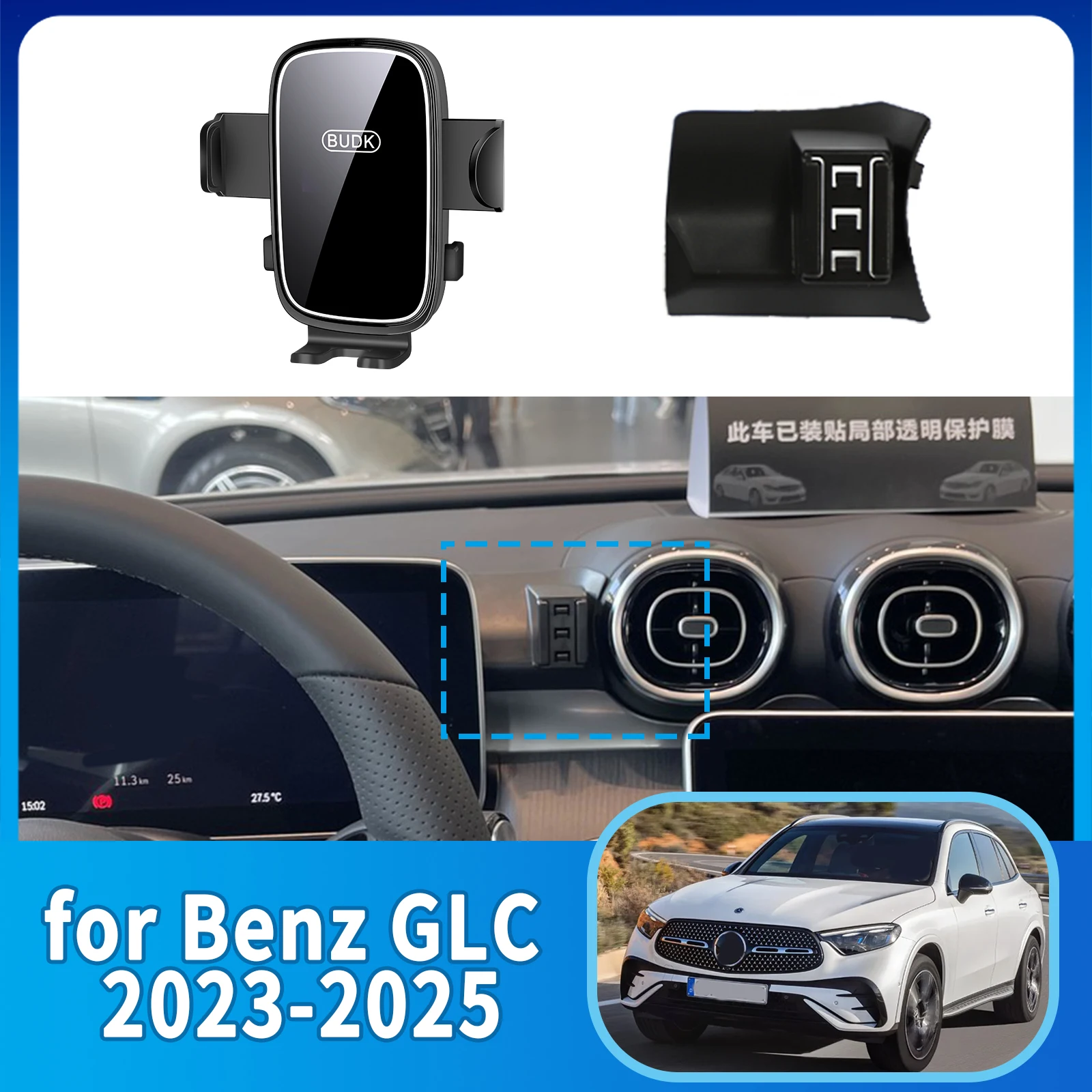 

Car Mobile Phone Holder Accessories for Mercedes-Benz GLC C 200 260 300 2023 2024 2025 X254 GPS Bracket Navigation Stand Auto