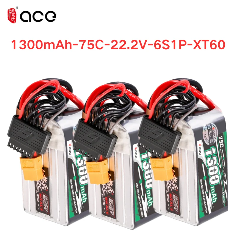 Gens ACE 1300mAh 75C 22.2V Lipo Battery For RC Helicopter Quadcopter FPV Racing Drone Parts With XT60 Plug 6S Battery