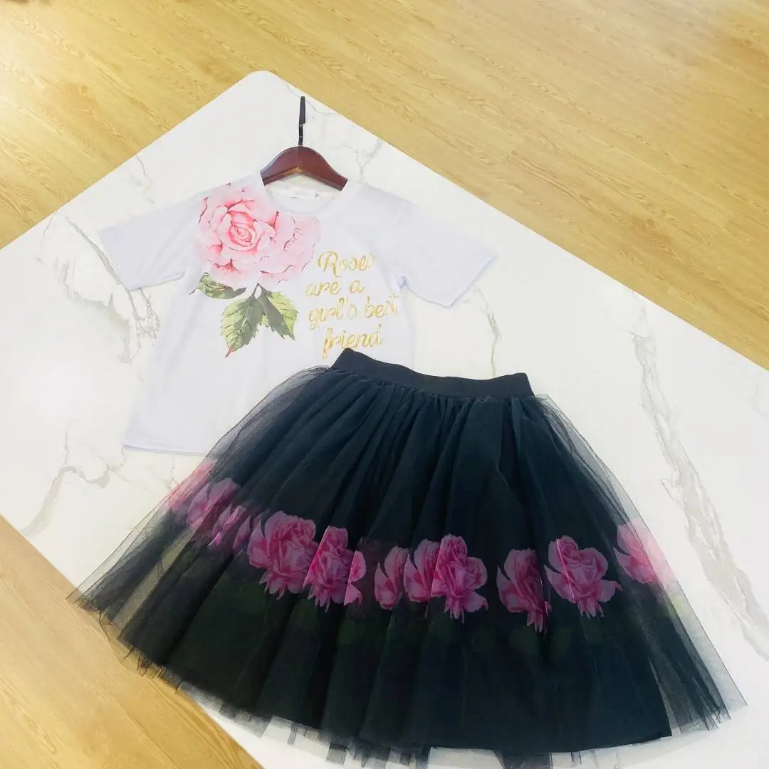 Ensemble short d'été en coton à manches courtes pour filles, motif floral, style dernier cri, 2022