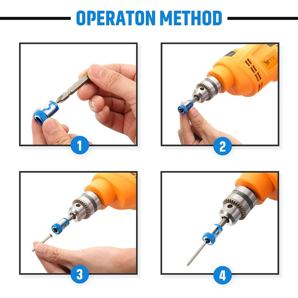 Magnetyczny pierścień śrubowy Metalowy bit Mocny pierścień magnetyczny Uchwyty magnetyczne do śrubokrętów 1/4 cala / 6,35 mm Mocne bity