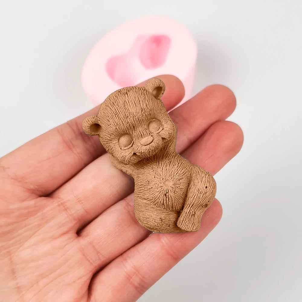 PRZY Sleeping Bear Silicone Cake Mold DIY 3D Cute Cartoon Tiny Toy Bear Mould Cake Fondant Mold Crafts Candy Resin Soap Mould