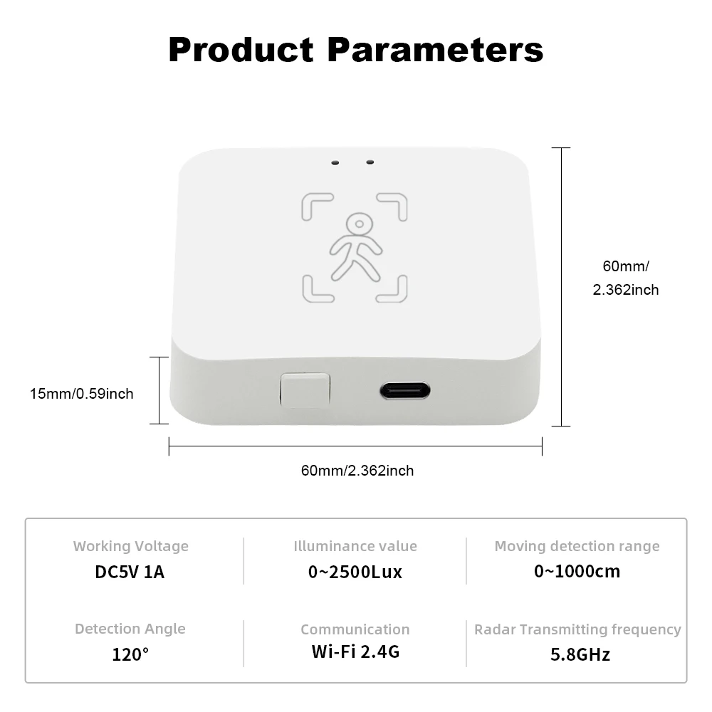 Tuya WiFi Human Presence Detector Smart Life MmWave Radar Pir Motion Sensor with Luminance Distance Detection Home Automation