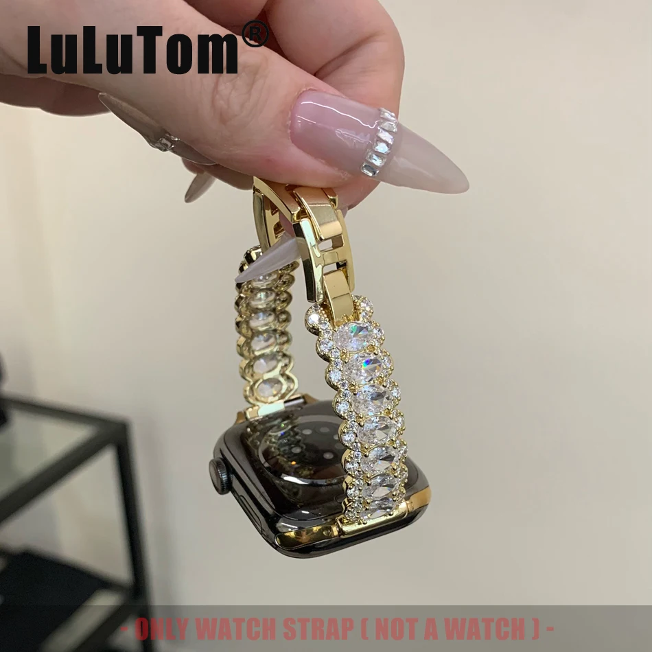 

Luxury Jewelry Bands for Apple Watch 11 10 9 8 7 6 5 4 3 Ultra SE Strap Iwatch Series 38 40 41 42 44 45 46 49 mm Woman Bracelet