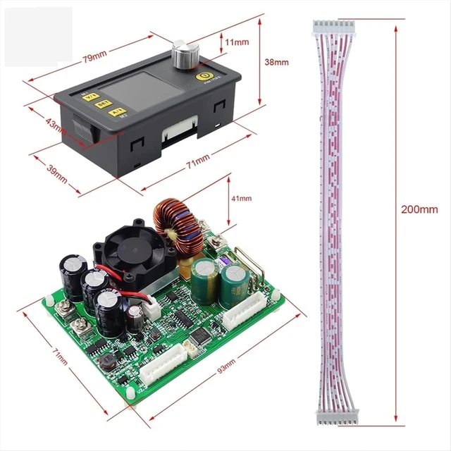Voltímetro LCD RD DPS5015, 50V, 15A, corriente de voltaje constante, módulo de fuente de alimentación reductor CC, medidores de voltaje Buck de comunicación