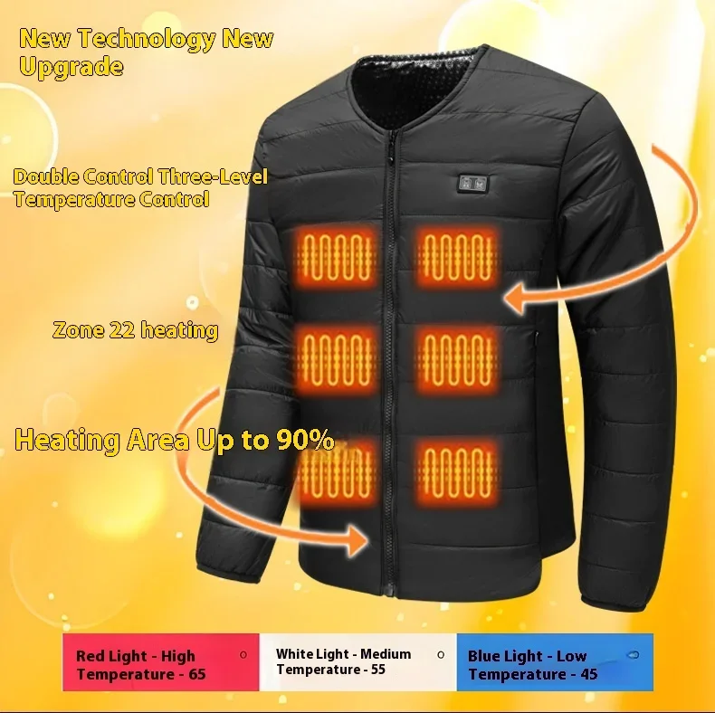 2025 Winter Men's 22 Zone Intelligent Heating Robe Dual Control Electric Heating Jacket Boiled Cotton Coat Indoor Outdoor