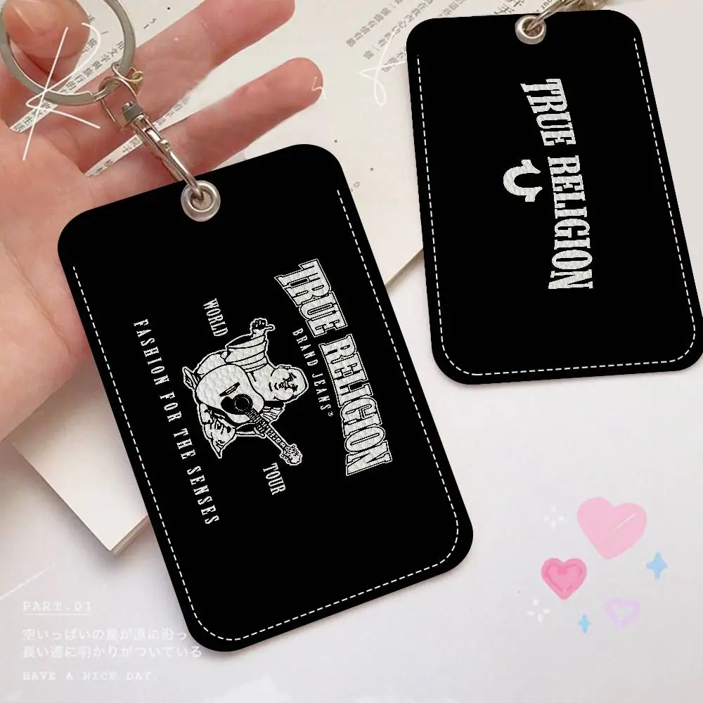 Denim T-True R-Religion 1 unidad Portatarjetas de cuero PU con llavero, para tarjetas de acceso y identificación