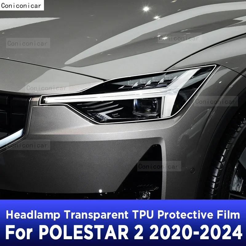 

Protective Film TPU Stickers For POLESTAR 2 2020-2024 2023 Accessories Car Headlight Transparent Black Anti-Scratch PPF Beautify
