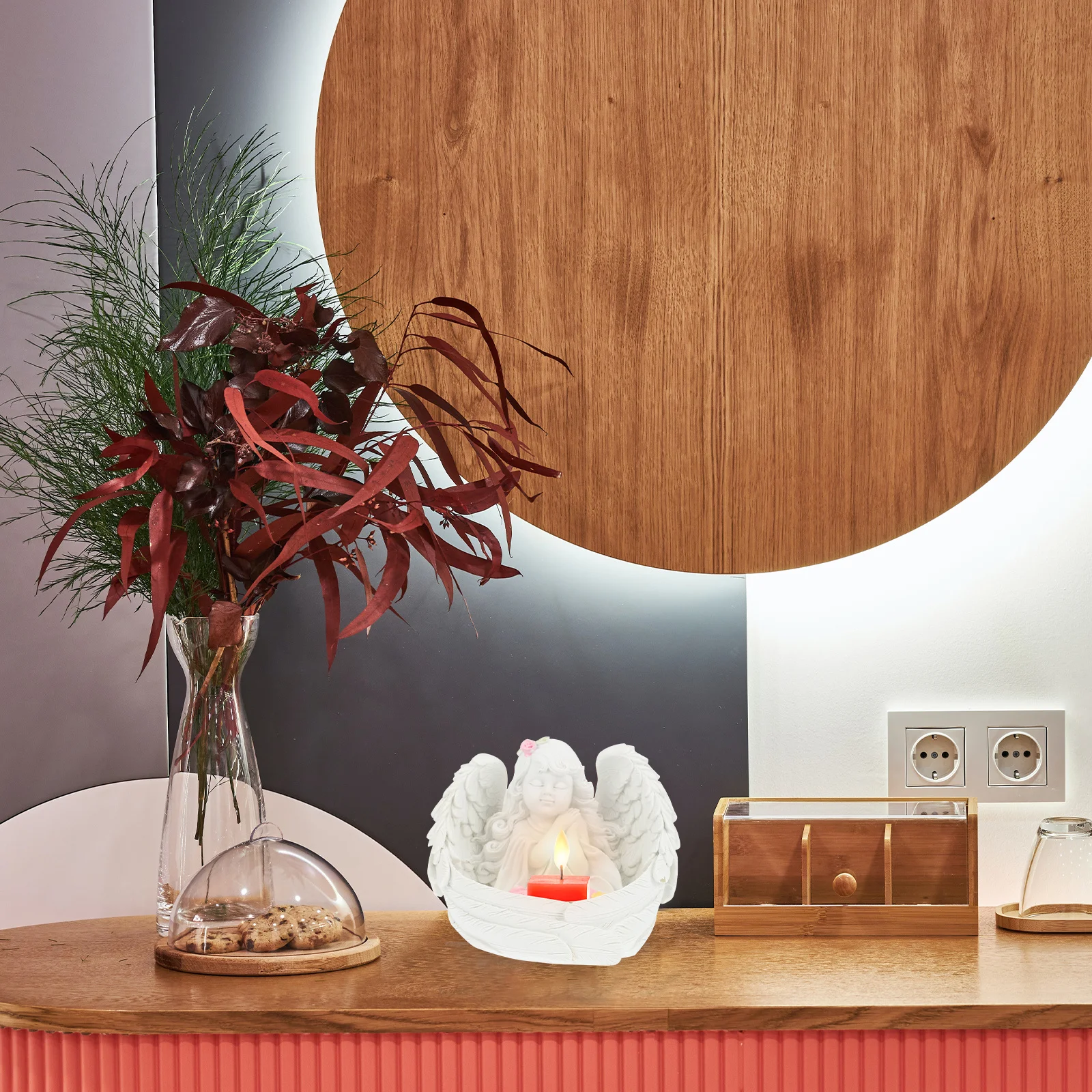 

1pc Lovely Angel Candlestick Resin Craft Home Decor For Christmas Wedding Decoration Angel Shaped Candleholder Ornament