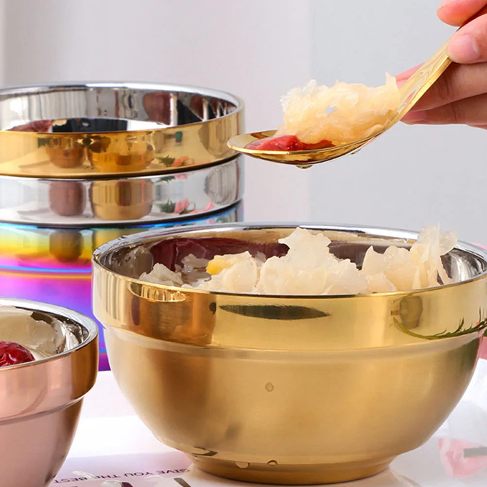 

Stainless Steel Bowl Rice Household Utensils Double Layer Anti-fall Snack Insulated