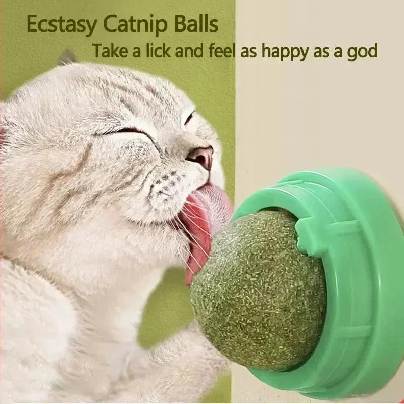 Rotating Toys for Cats Catnip Ball Accessories Pet Teething Toy Interactive Licking Fun Rascador Hierba Gatera Natural Gatos