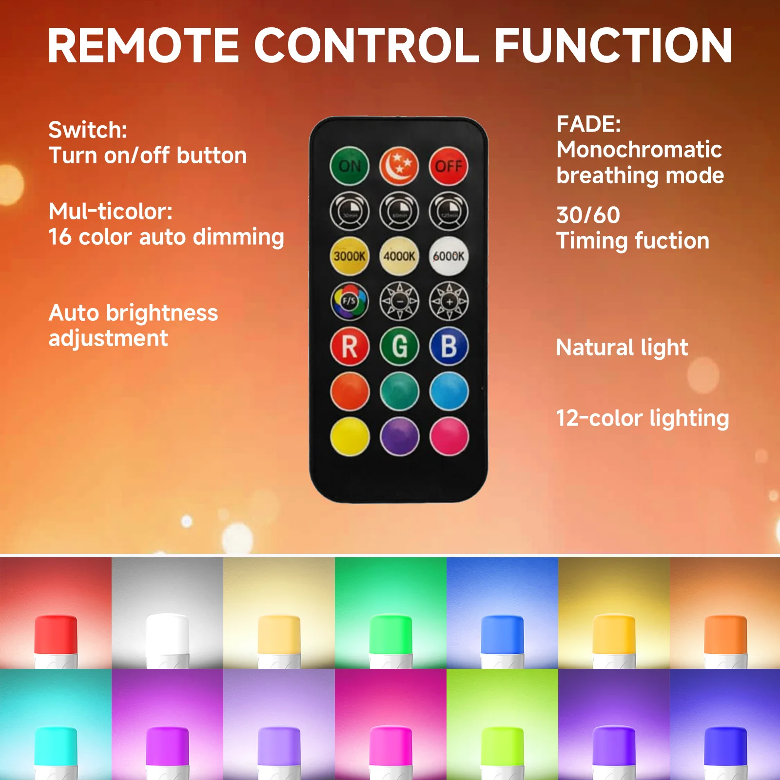 Rechargeable Light Bulbs With Remote - E27 Battery RGB color Operated Light Bulb For Non-Hardwired Wall Sconces, Pendant Lights