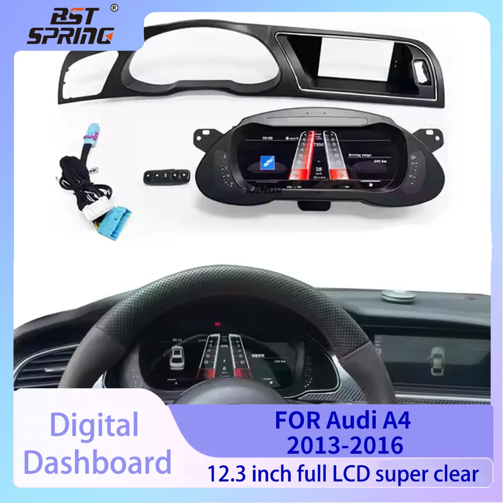 

Car LCD Digital Dashboard Cluster For Audi A4 2013-2016 Instrument Panel Speedometer