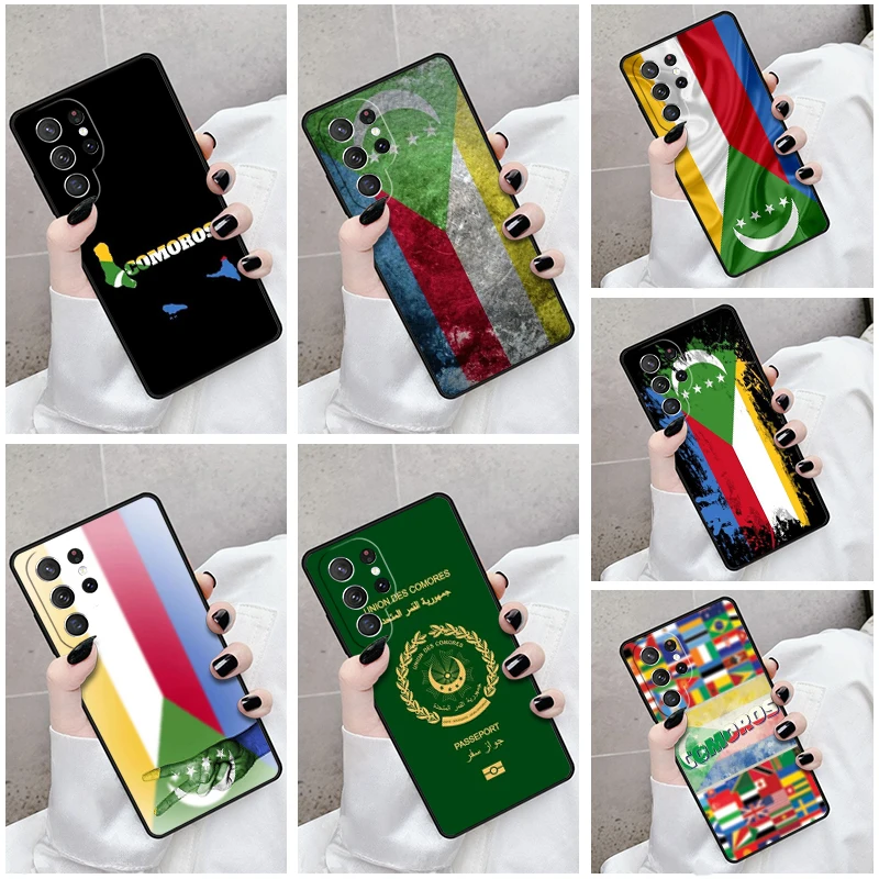 Phone Case For Samsung Galaxy S24 S23 S21fe S22 Ultra Plus Note 10 20 S8 S9 S10 Cover Comoros Flag