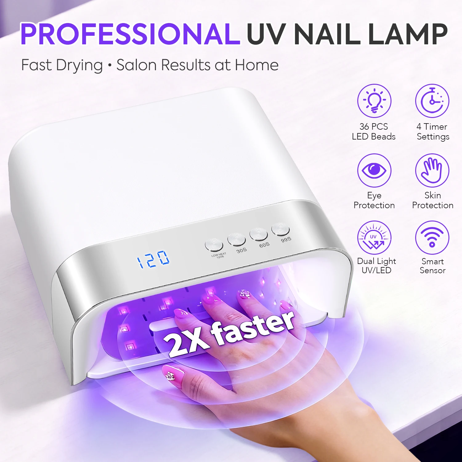 36 المصابيح الأشعة فوق البنفسجية مسمار مصباح مساحة كبيرة مجفف الأظافر مع الاستشعار الذكية 168 واط المهنية مصباح الأشعة فوق البنفسجية لمعدات مانيكير الأظافر