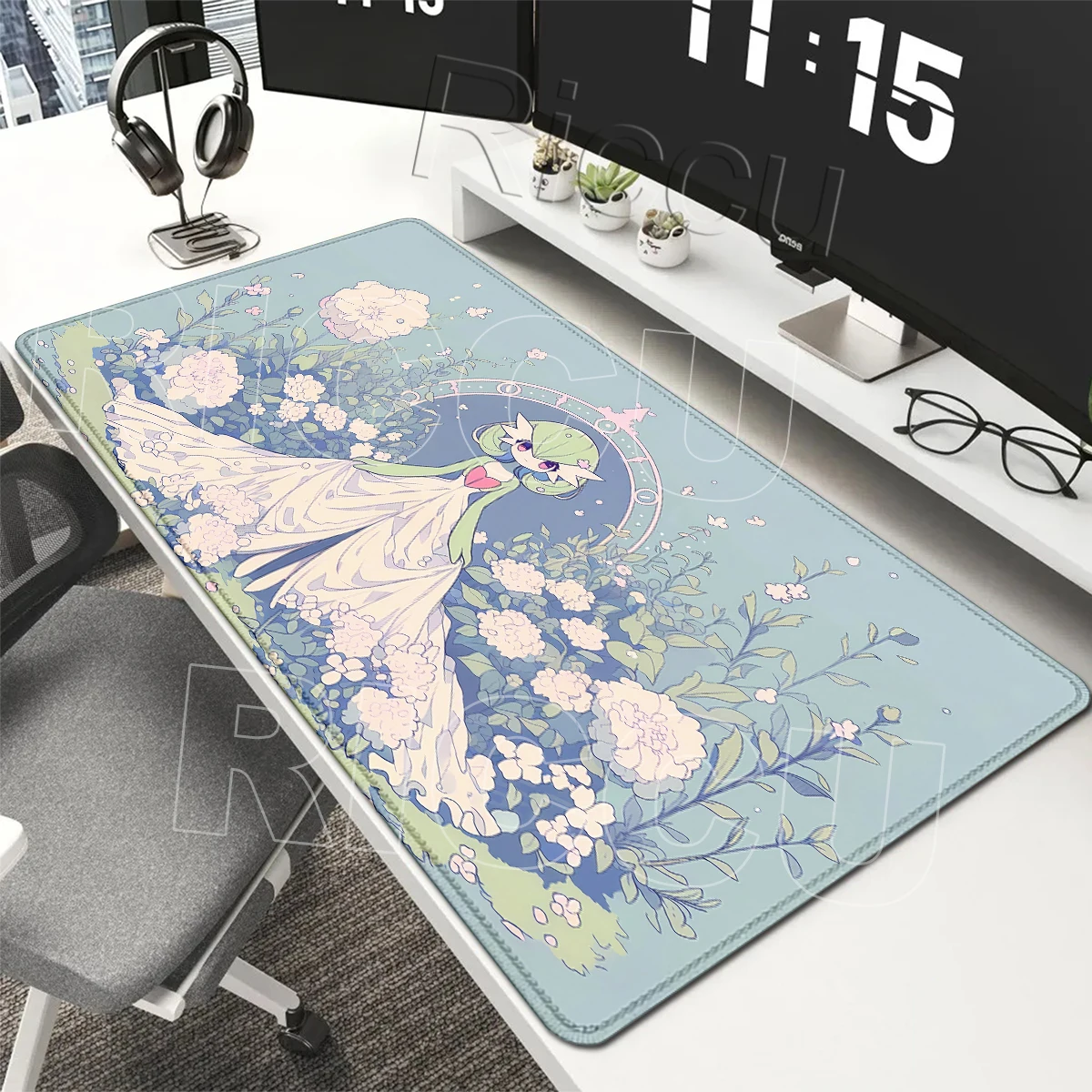 Mouse Pads Kawaii Large Gamer XXL Gardevoir Pattern PC Aesthetics Mat Carpet Anti-slip Rubber Gaming Notbook P-Pokemons TablePad