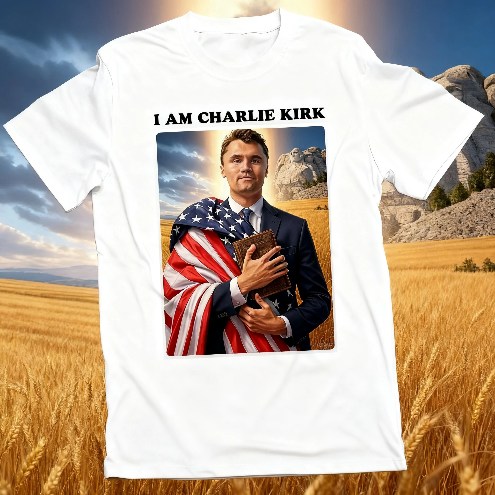تي شيرت تشارلي كيرك أنا تشارلي كيرك تي شيرت يسوع المسيحي الأمريكي الوطني للرجال والنساء على الطراز الأمريكي #1